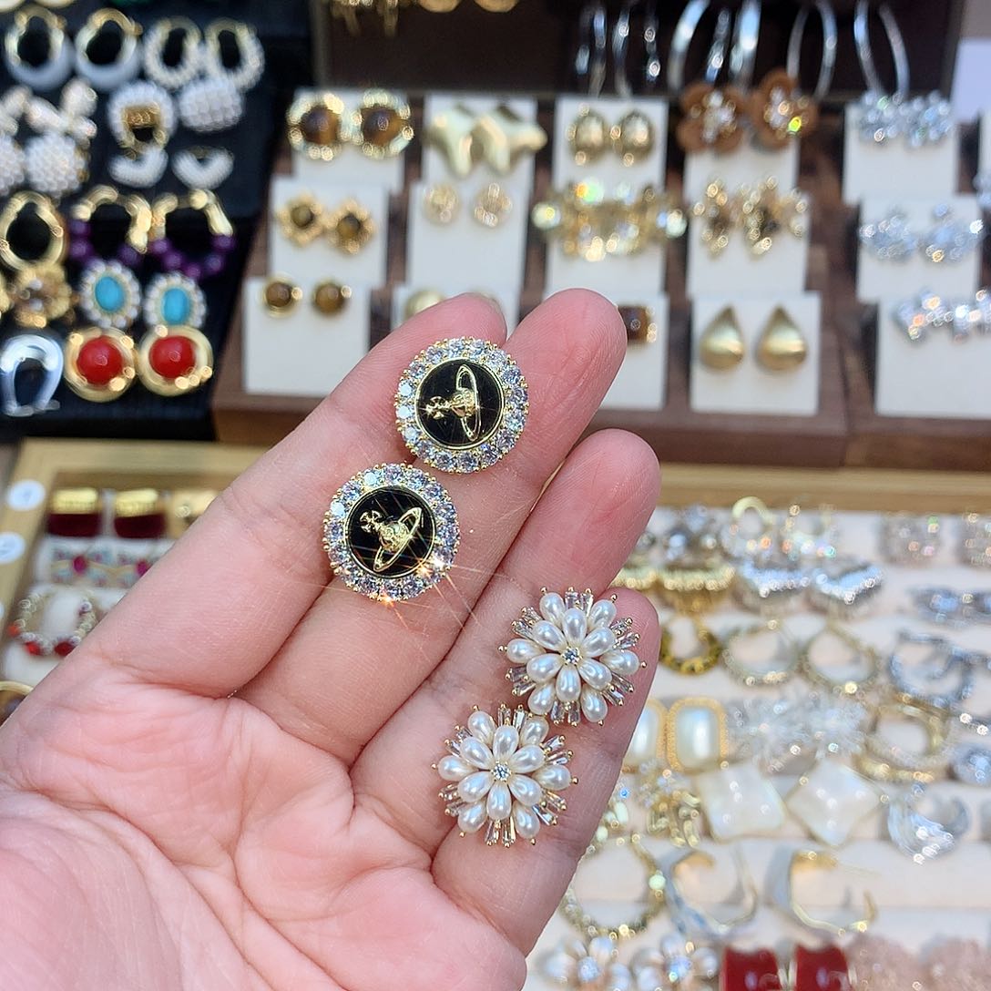 纯铜锆石合金两对耳钉