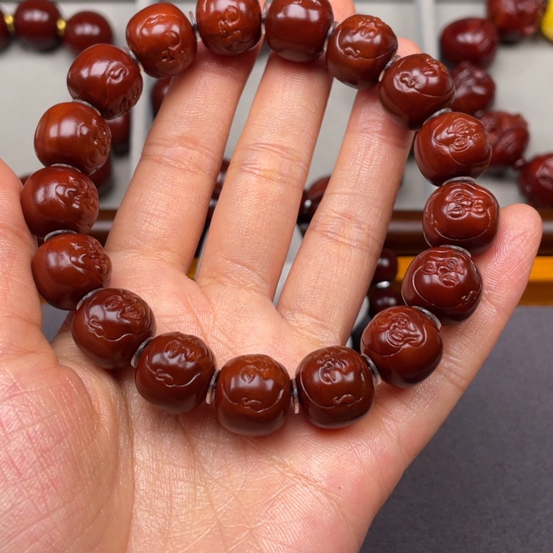 松***玉橄榄核手串/手链老型弥勒