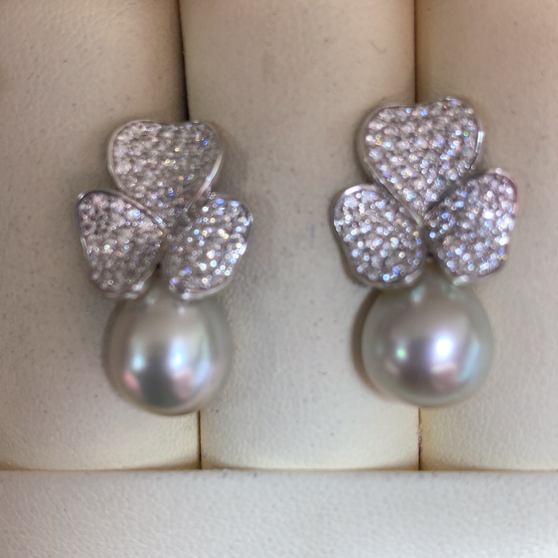 海水珍珠耳饰银S925镶嵌