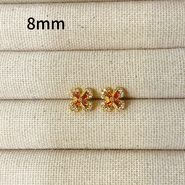 左夕P2674【2个金底枫叶红幸运纽扣】高保色铜镀银DIY配件