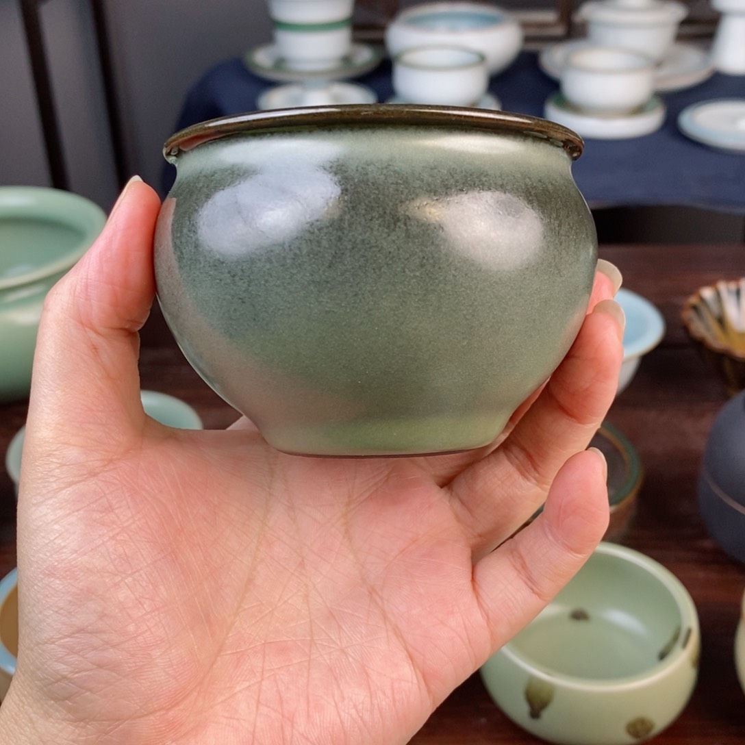 铁胎豆青缸杯 不开片 