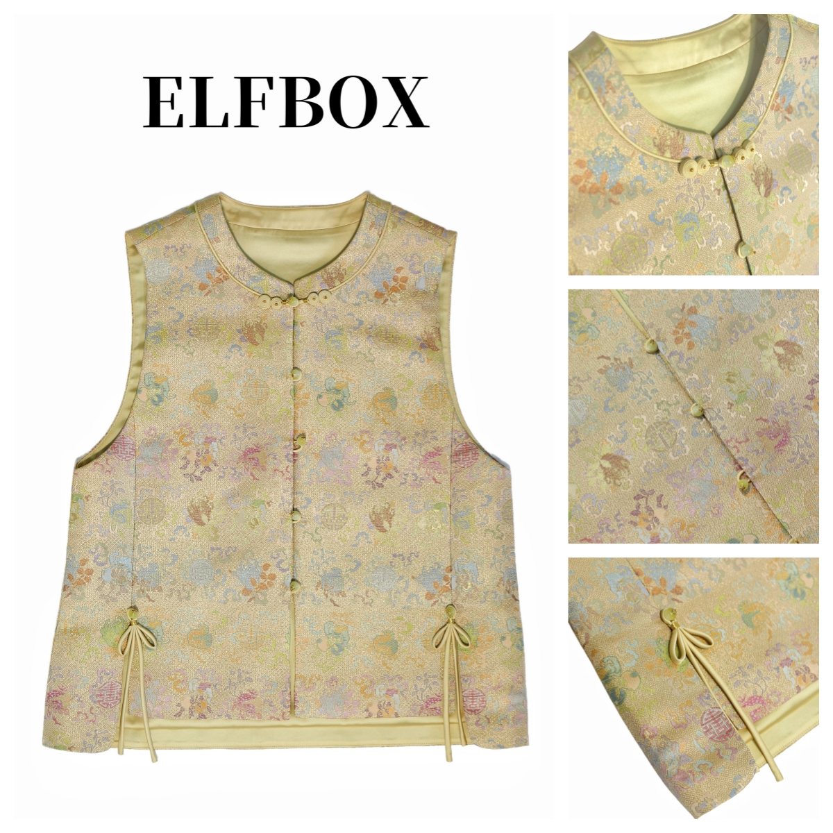 《古钱三多》2025新款桑蚕丝重工国风时尚百搭通勤宋锦马甲6320