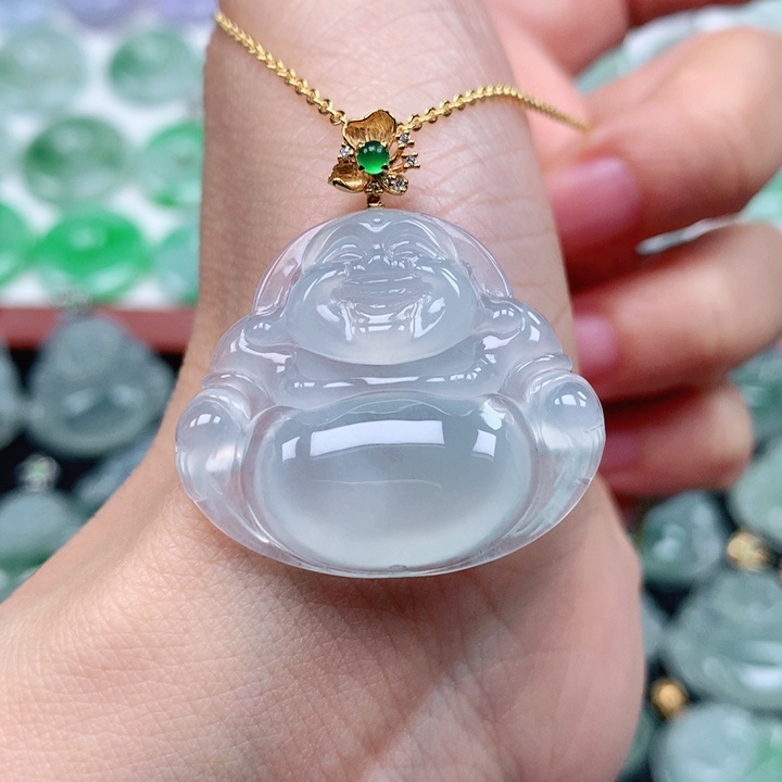 翡翠吊坠(不含链)18K金镶嵌