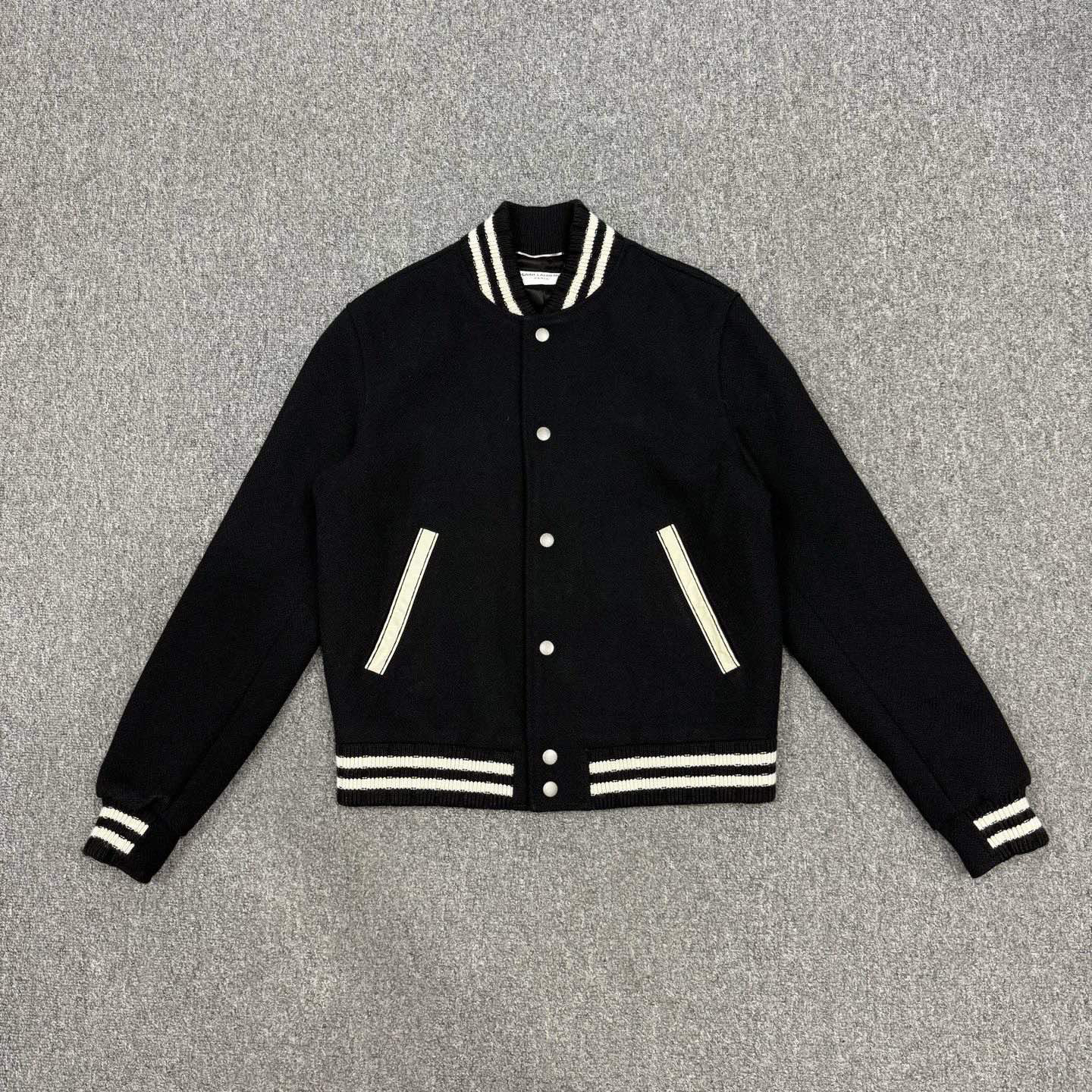 99新 YSL/圣罗兰 15581698 SaintLaurent黑白棒球服夹克 44码99新