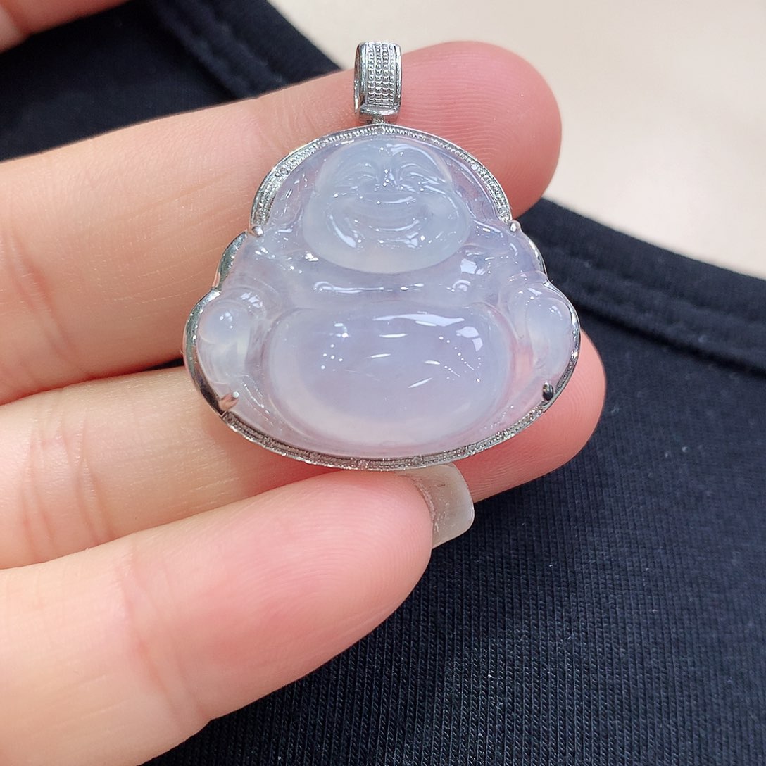 翡翠颈饰18K金镶嵌佛公