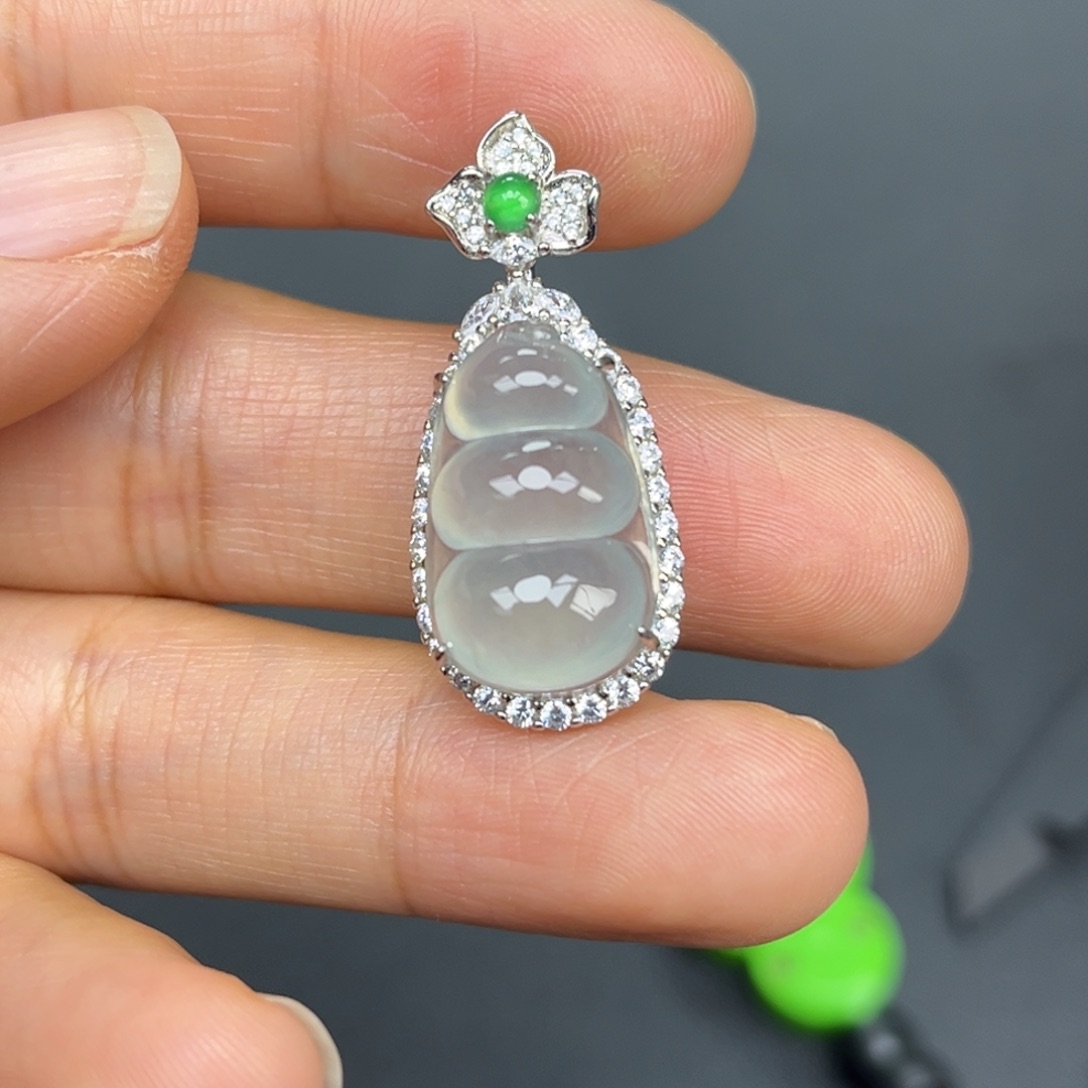 翡翠银S925镶嵌吊坠(不含链)