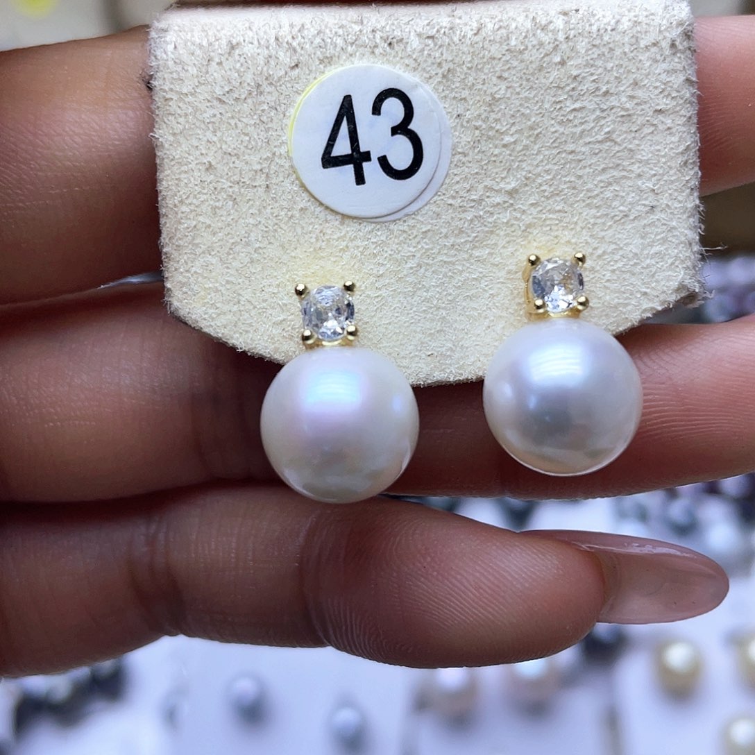 淡水珍珠耳饰银S925镶嵌