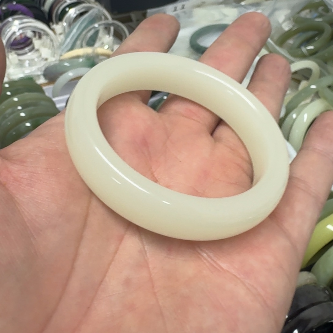 和田玉手镯未镶嵌12号手镯52圈口