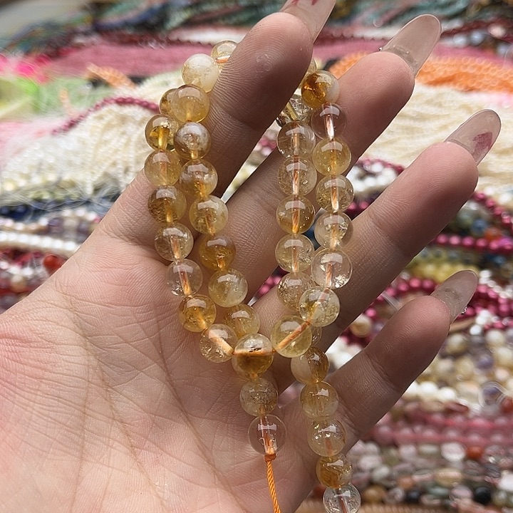 玛瑙/玉髓珠宝半成品未镶嵌一条8.5mm左右黄塔晶珠