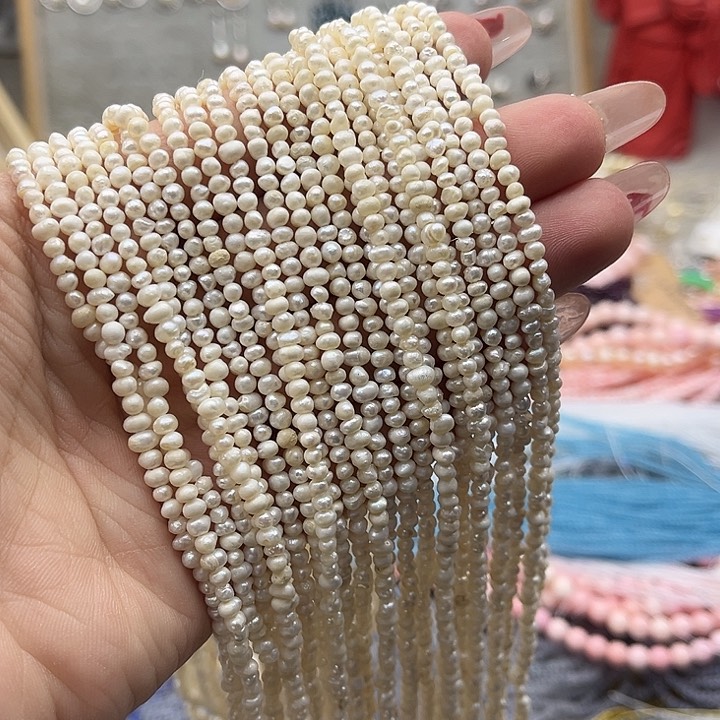 玛瑙/玉髓珠宝半成品未镶嵌一条3mm左右哑光不规则珍珠