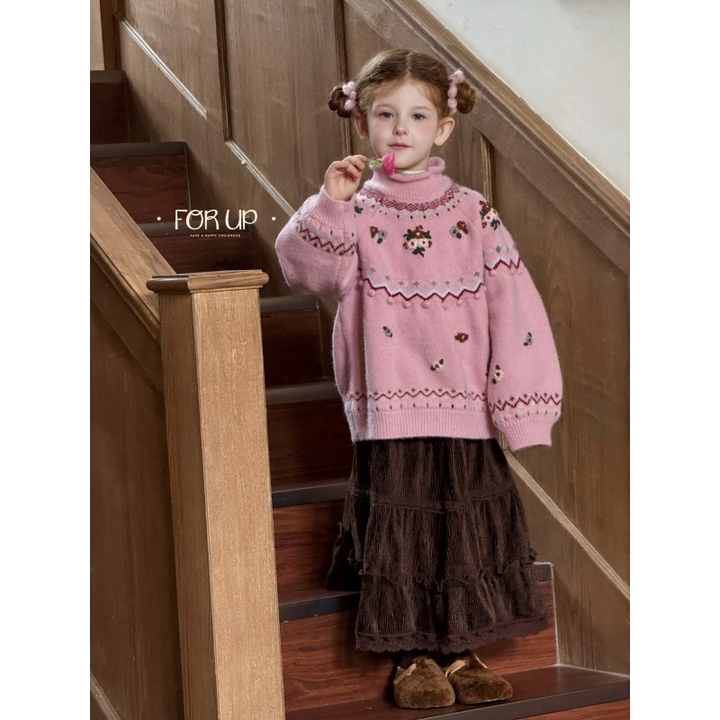 【冬款FORUP】女童冬装法式奥黛丽手工刺绣毛衣254-FU-75916