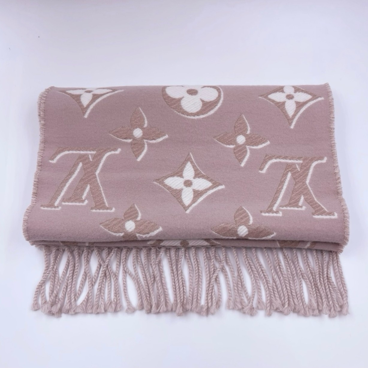 未使用 LouisVuitton/路易威登 002468 印花绒线围巾 带吊牌带盒
