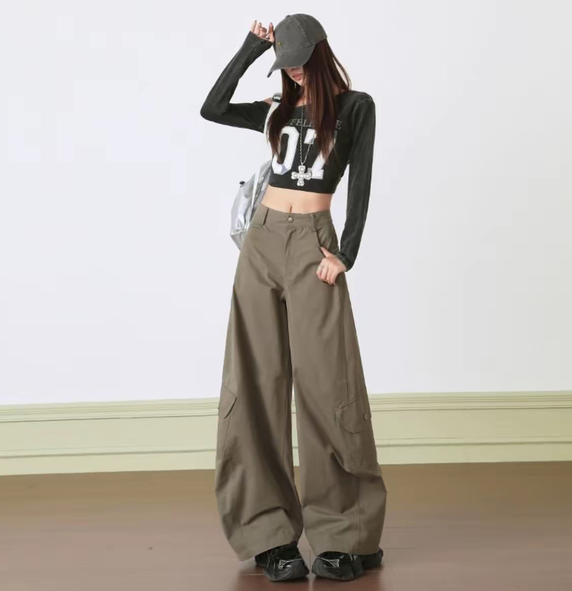 【现货+运险】阔腿秋冬季长裤工装裤高腰休闲裤百搭宽松性感裤