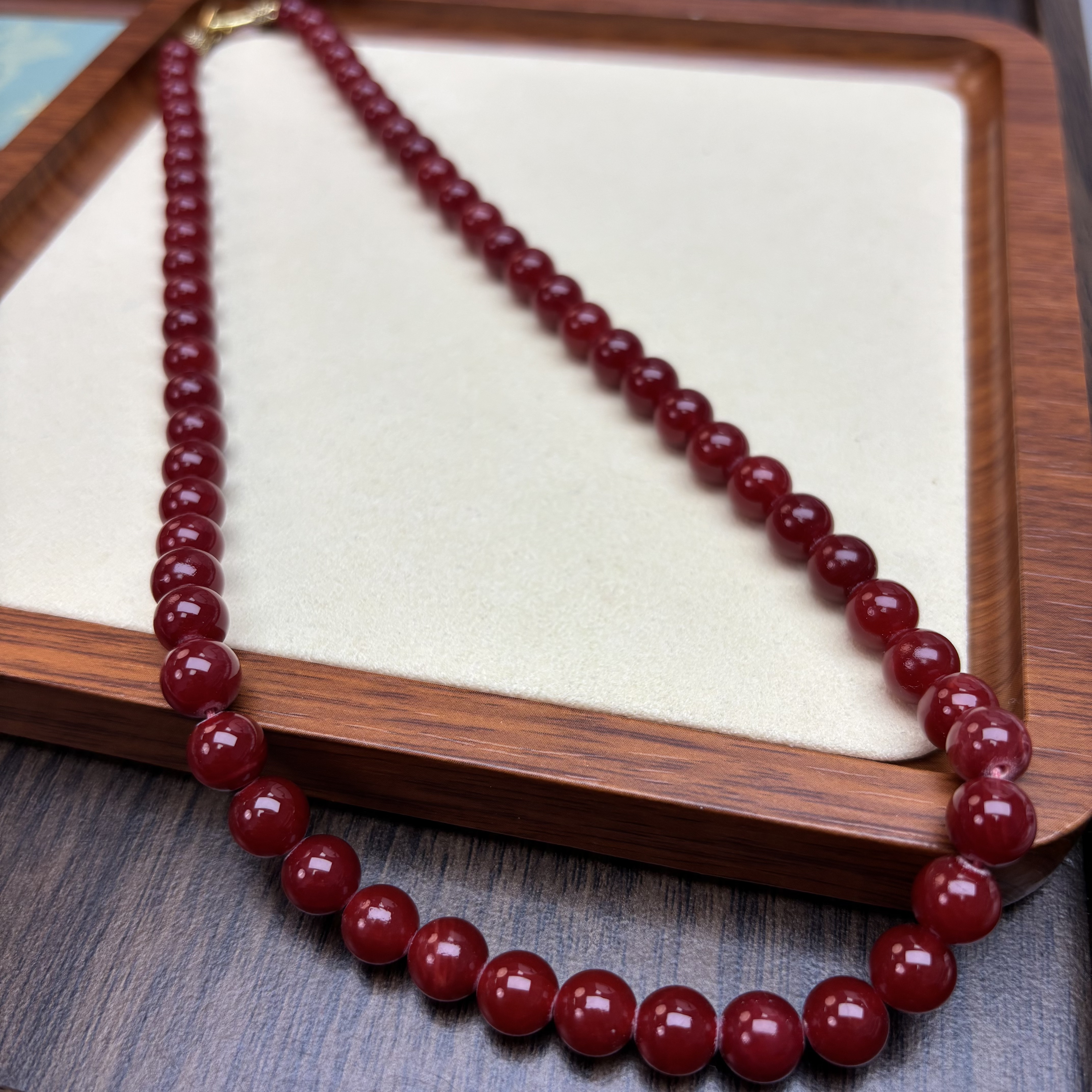 非金属珐琅项链 红色0.8mi圆珠素圈项链 D60