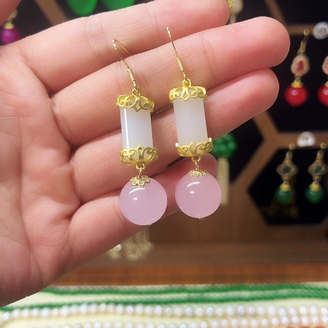 锆石纯铜925银耳饰
