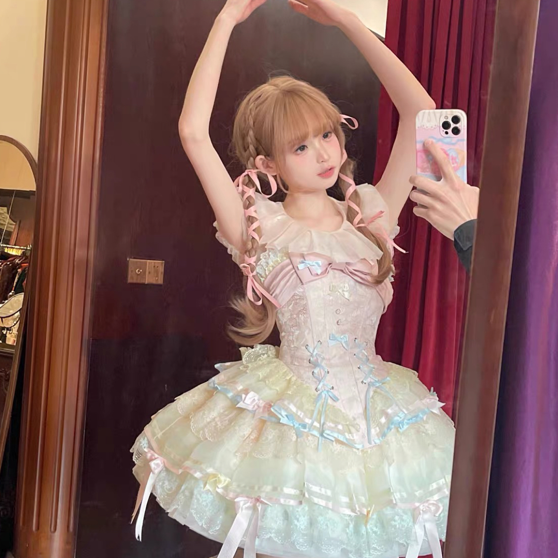 【丝带千千结】现货秒发 一颗小奶糖 甜美温柔芭蕾风lolita连衣裙