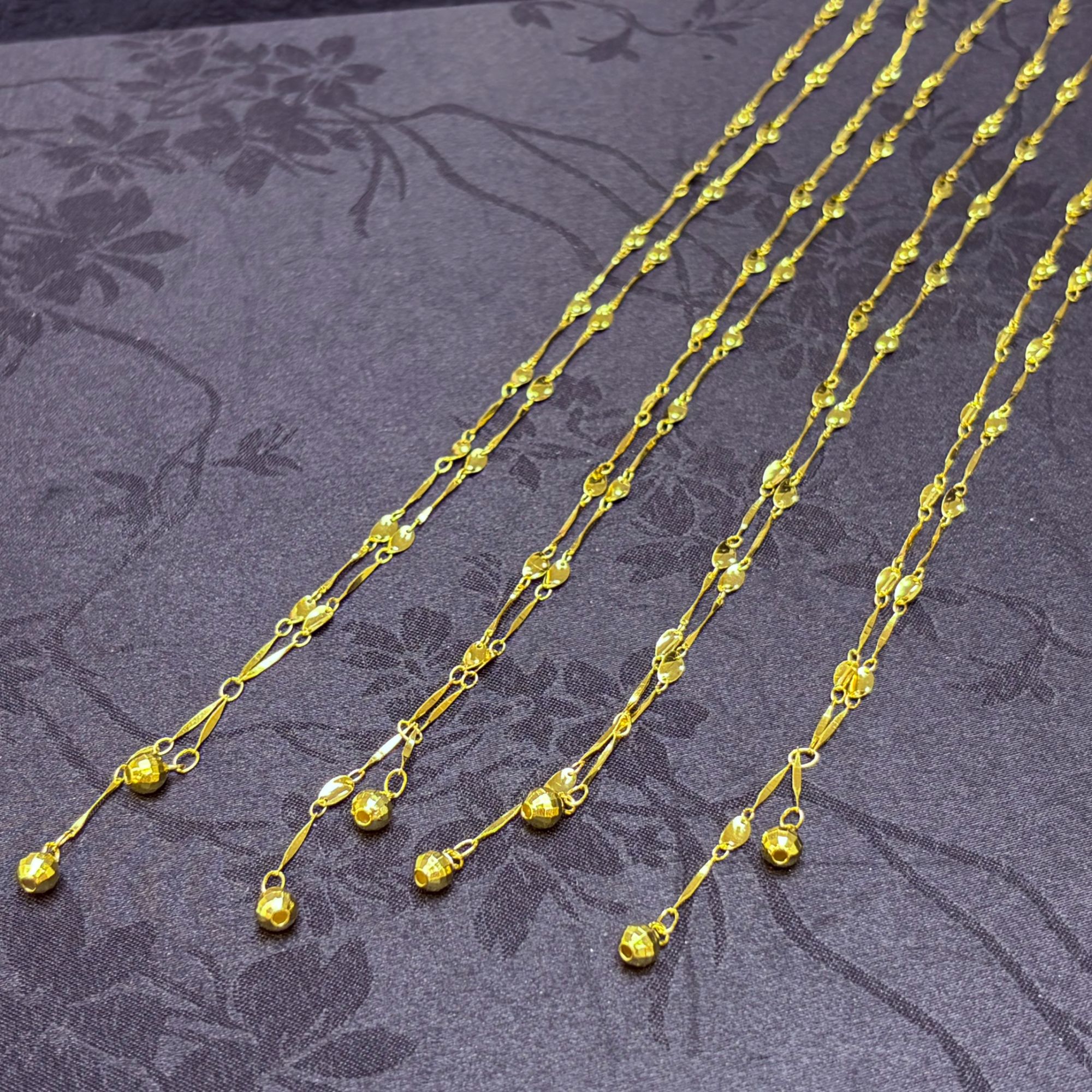 链子925银 「戴琴珠宝DQ5157-S925银24寸金色亮片链020358（发其一）