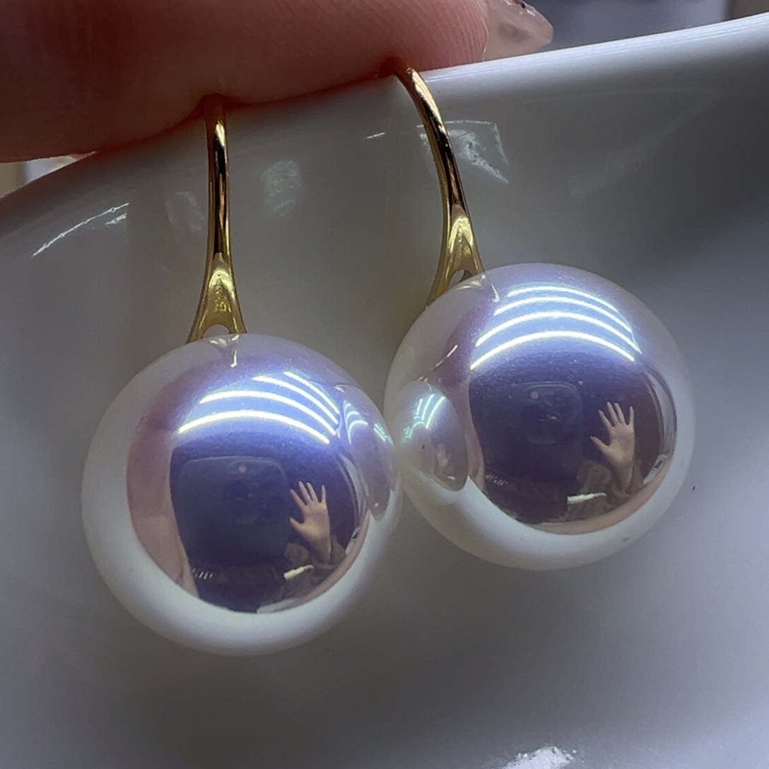 耳饰银S925镶嵌淡水珍珠