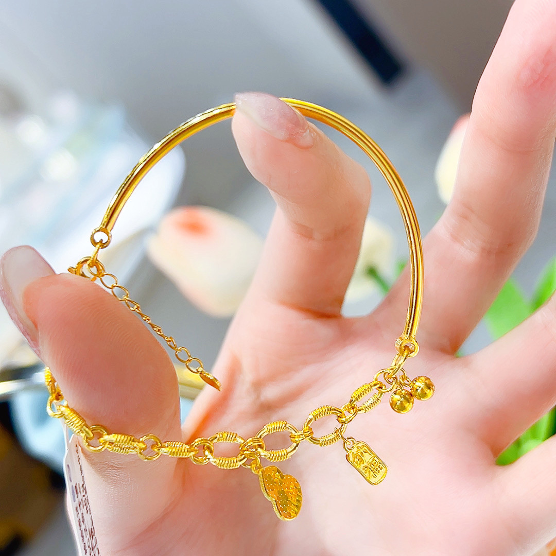 精品5G足金亮闪闪系列纳福葫芦半镯手链00688