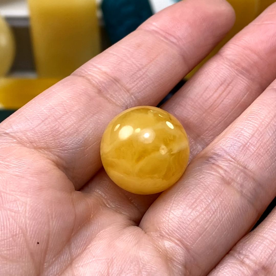 裸石琥珀未镶嵌ᯤ**ᴳ17微粉圆珠