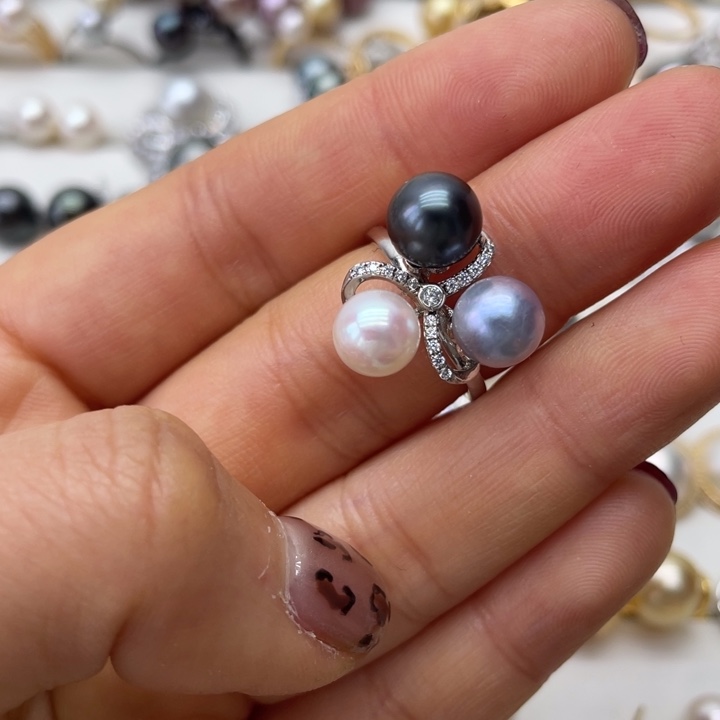 海水珍珠戒指银S925镶嵌