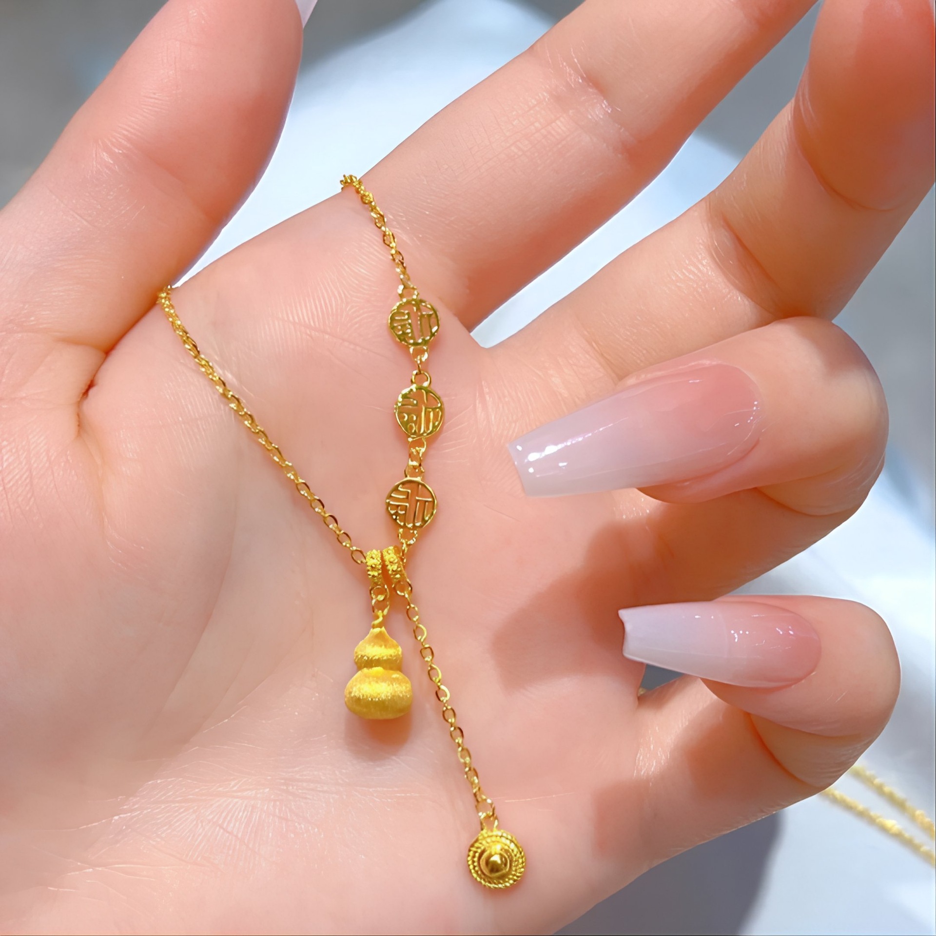 【矿金手作】招财福禄葫芦项链 精工