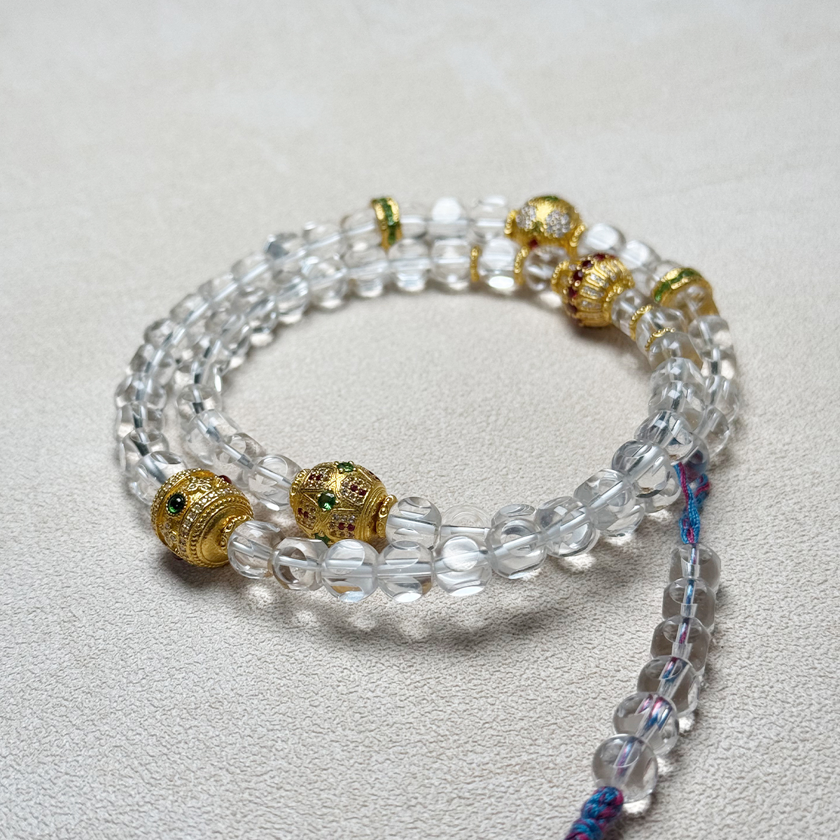 未开价以直播间为主--紫旭文玩黄金白水·晶双圈手串流苏定制设计