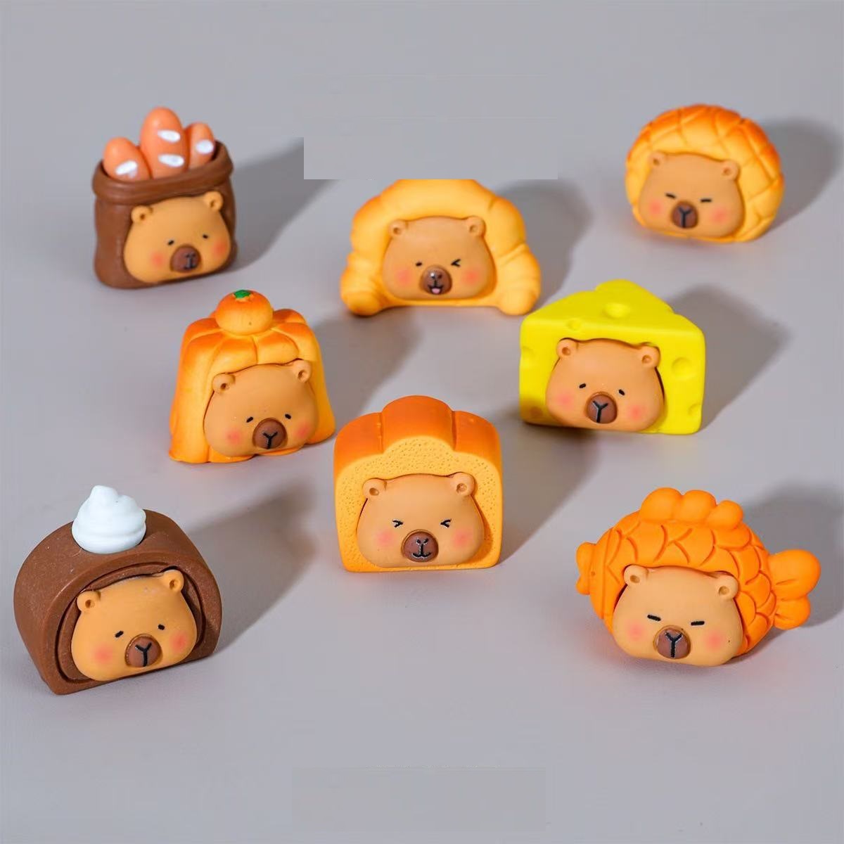 立体树脂面包卡比公仔 钥匙扣挂件手机壳车载饰品DIY饰品配件