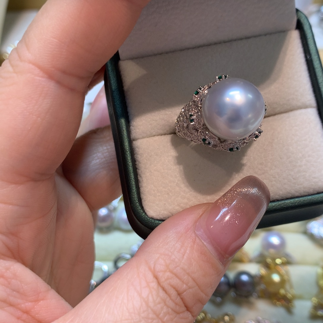 海水珍珠戒指银S925镶嵌