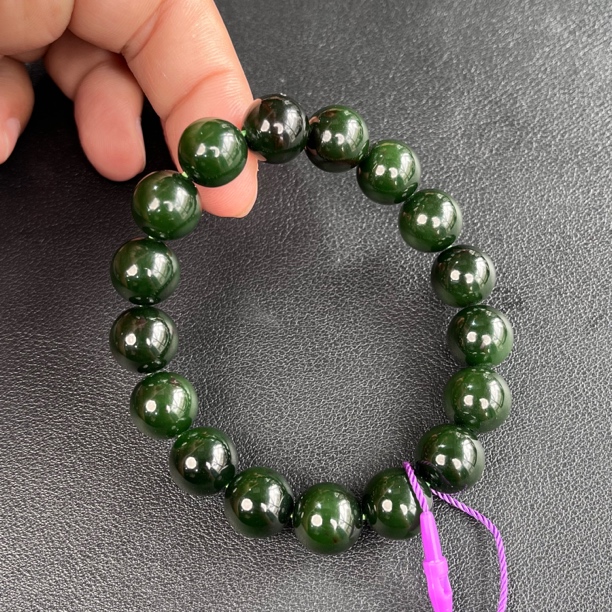 【七号矿红皮聚宝盆】俄红皮老料碧玉油膏脂粉料约12mm17颗手串