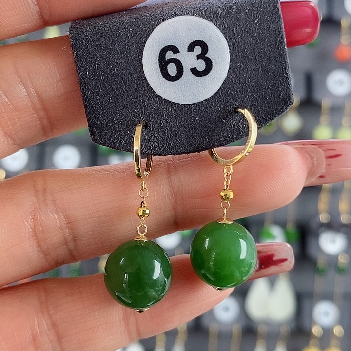 和田玉耳饰18K金镶嵌