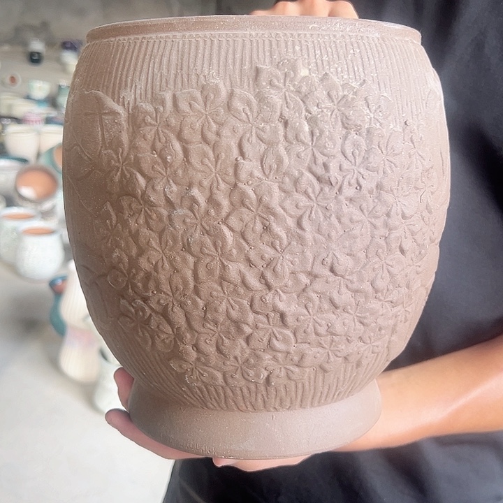 紫砂花盆高26口21