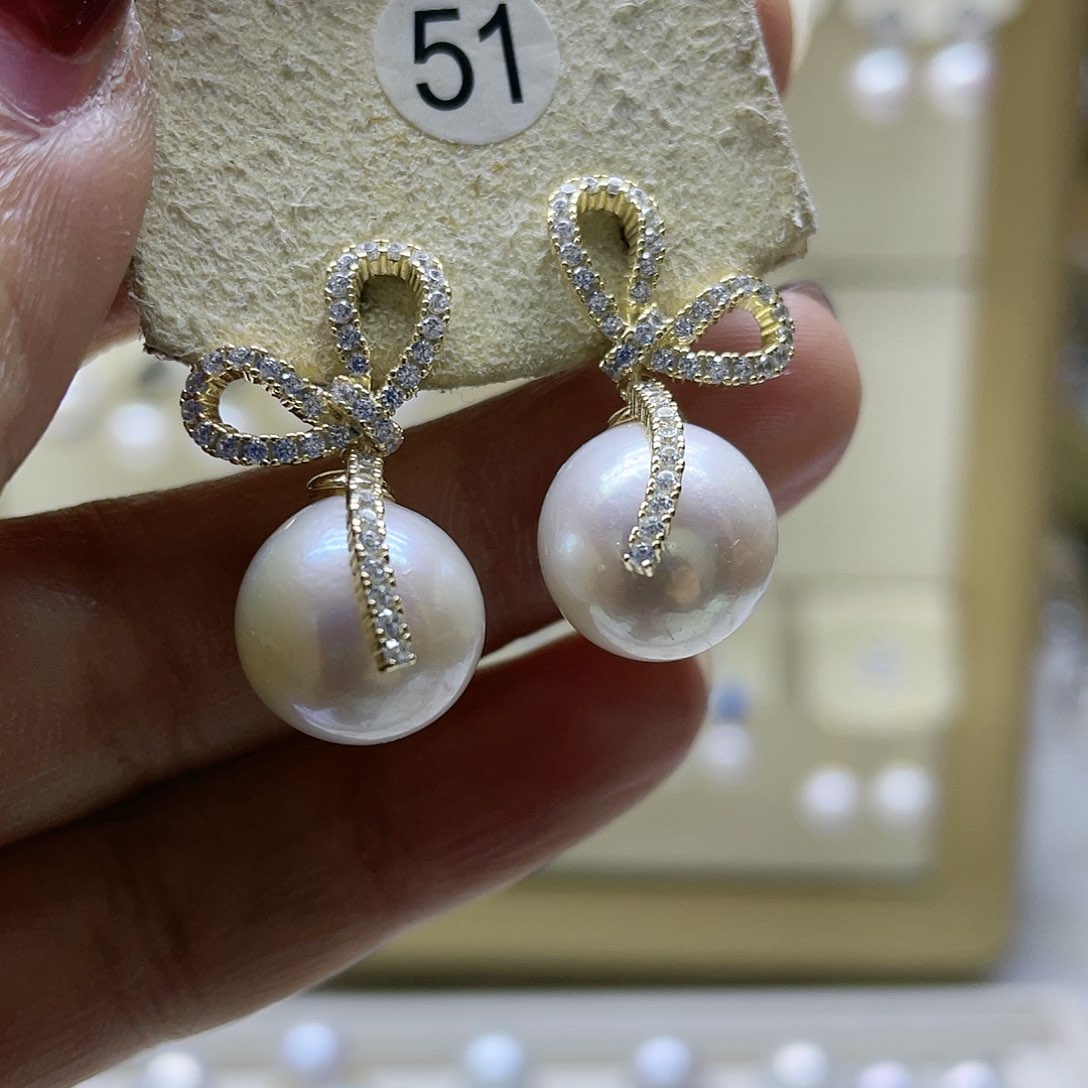 淡水珍珠耳饰银S925镶嵌