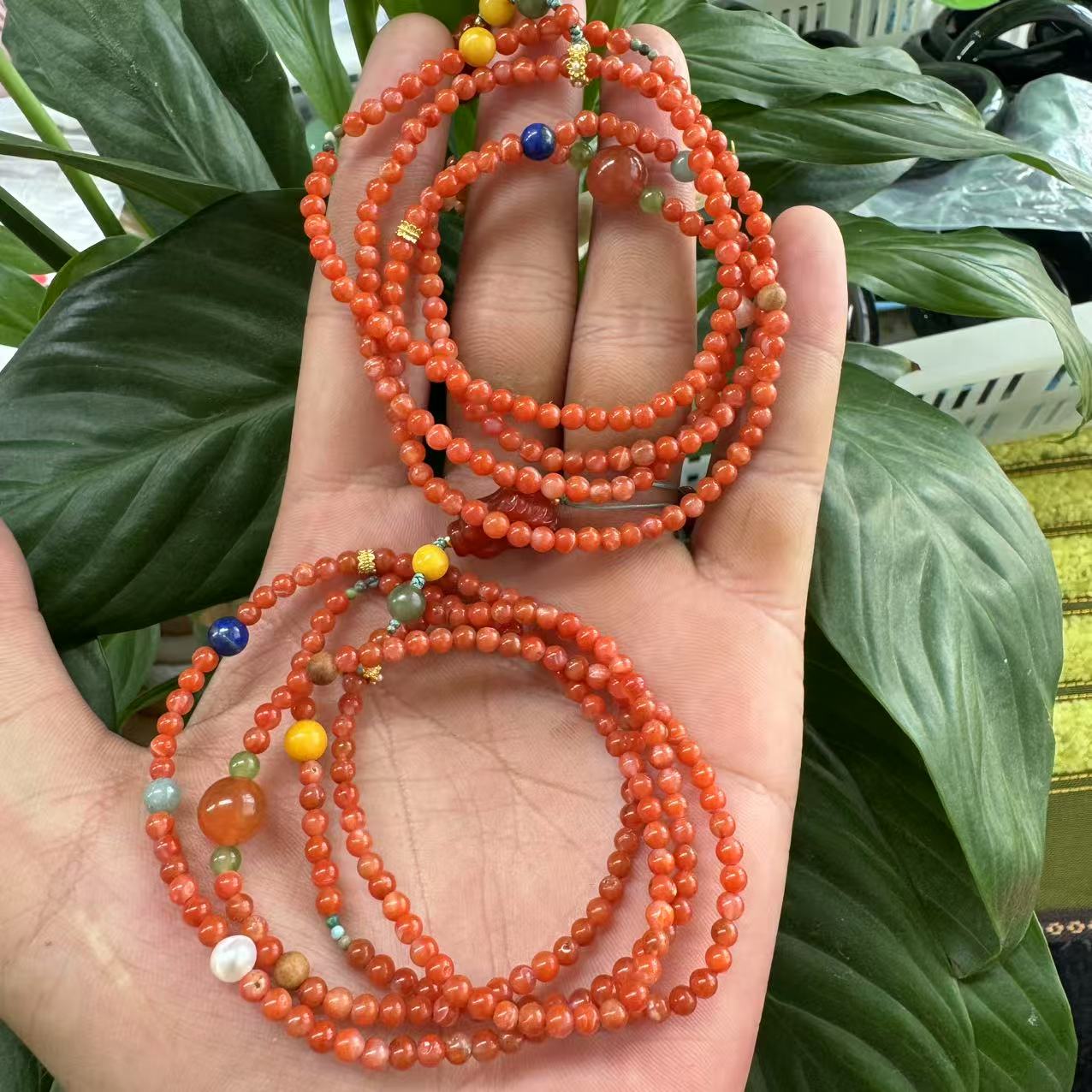 【老李严选】天然南红卡3左右小米珠 项链 多样性发其一D314 