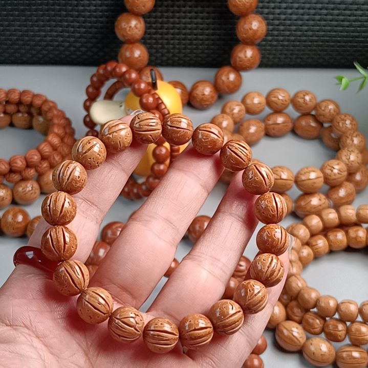 桃核手串铁籽密纹满花11