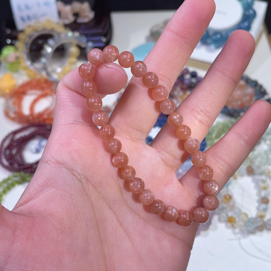 未镶嵌手链水晶满金沙太阳石6+