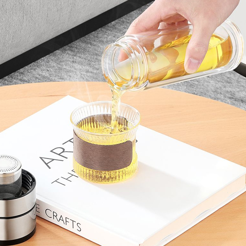 玉金晶一键开盖大容量高档速开双层车载杯高硼硅玻璃杯