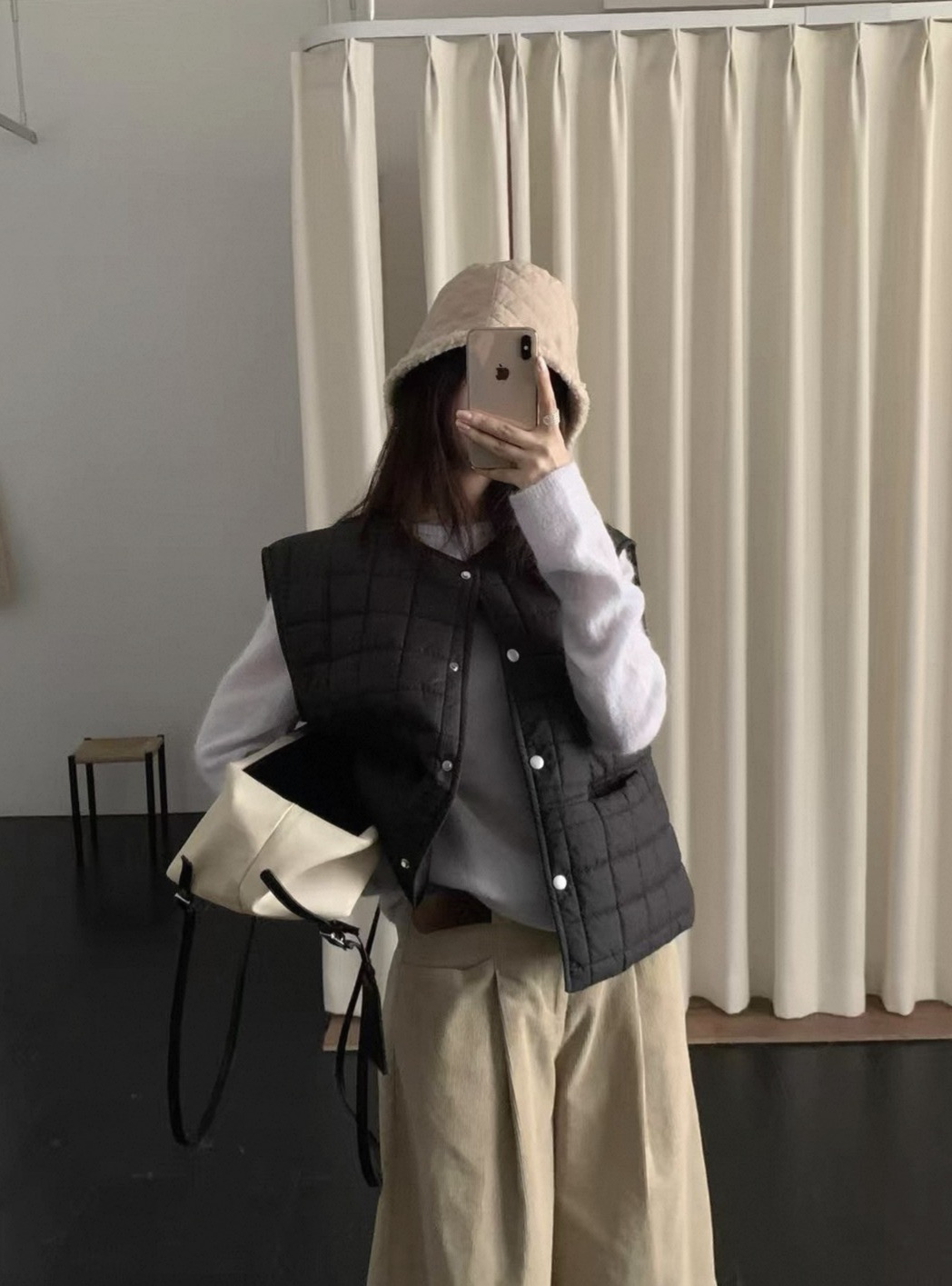 【银子严选】加厚款棉服方格韩系百搭通勤马甲