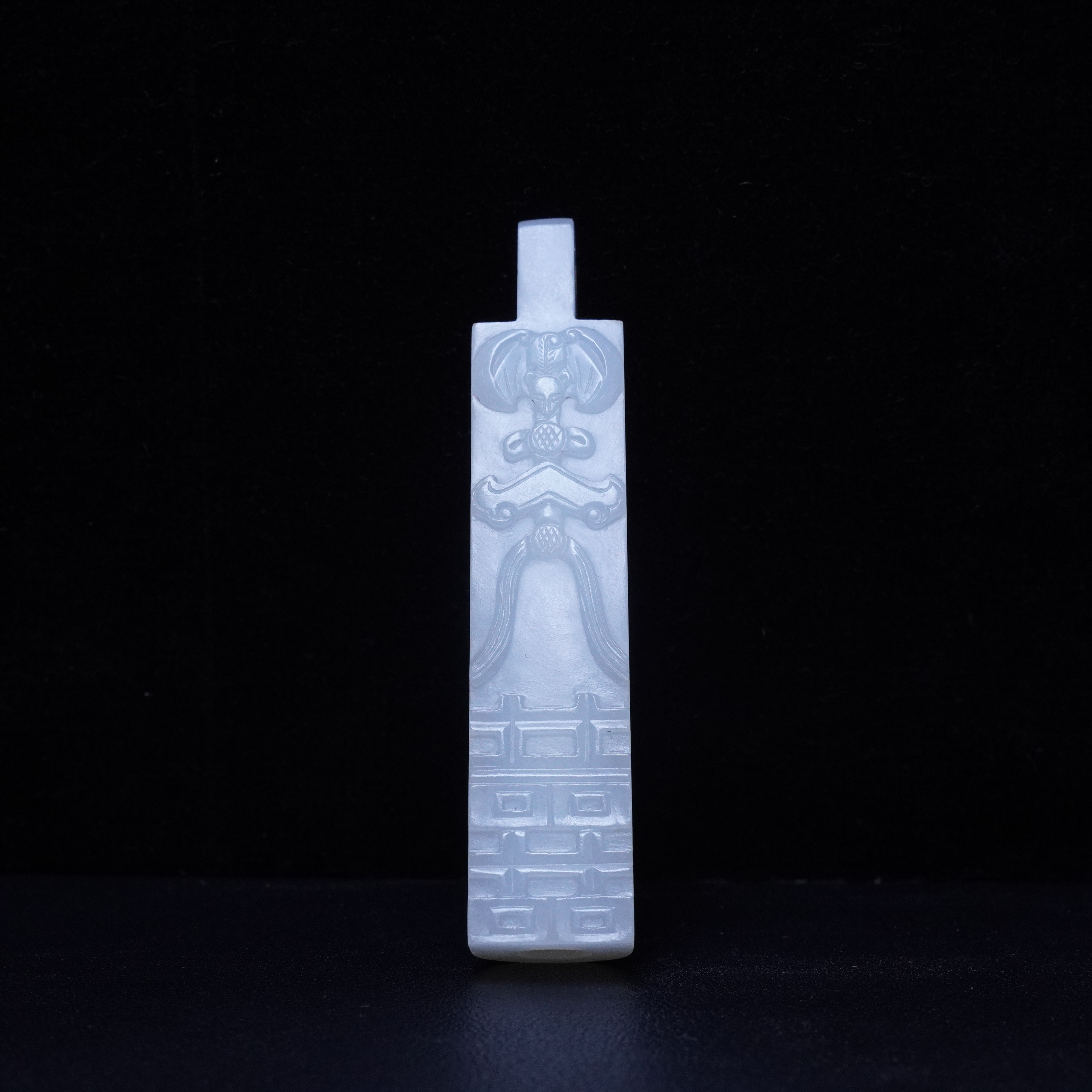 【清】和田玉白玉喜宁纹翎管（重38g）