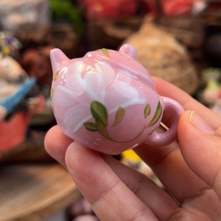 陶摆件小镇青花画风清