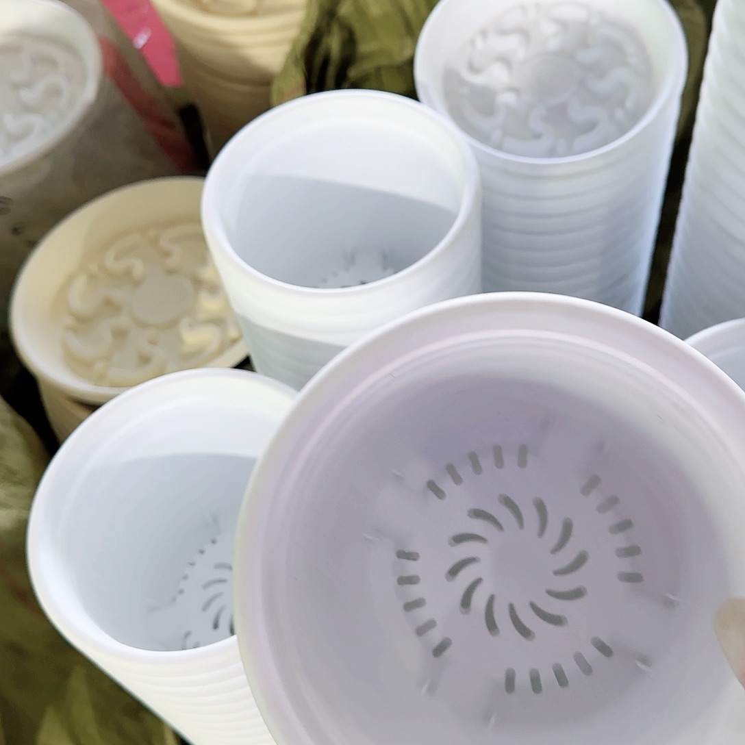 树脂四季盆2#无拖纯白12