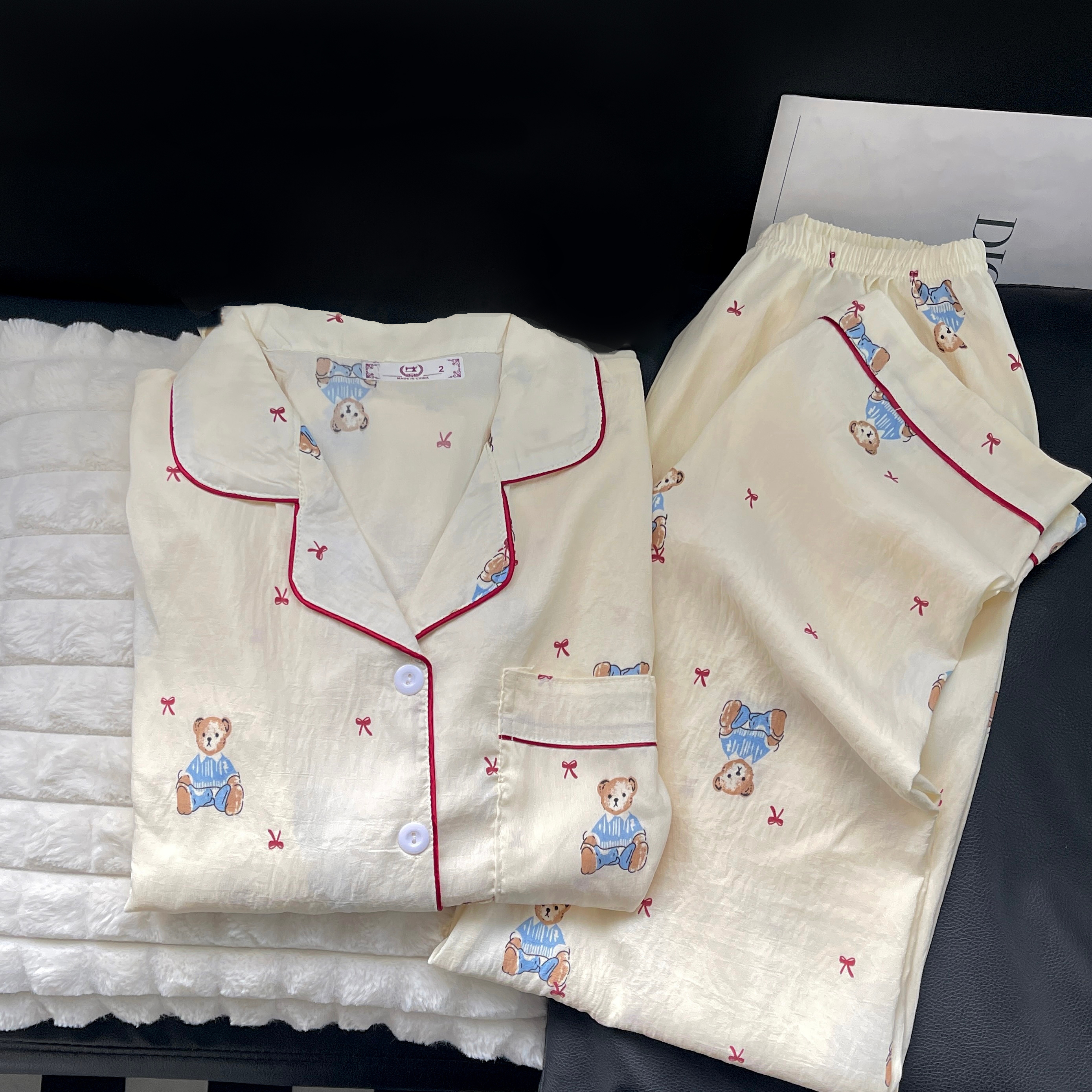 长袖翻领睡衣女春秋季长袖长裤甜美可爱卡通家居服开衫套装3606