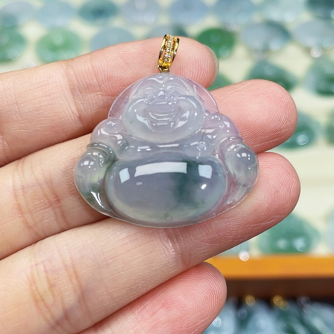 翡翠颈饰18K金镶嵌吊坠