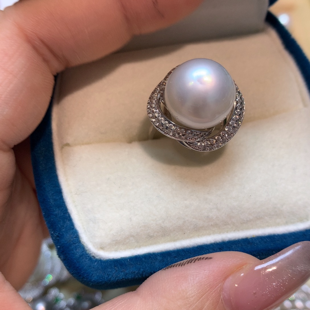 海水珍珠戒指银S925镶嵌