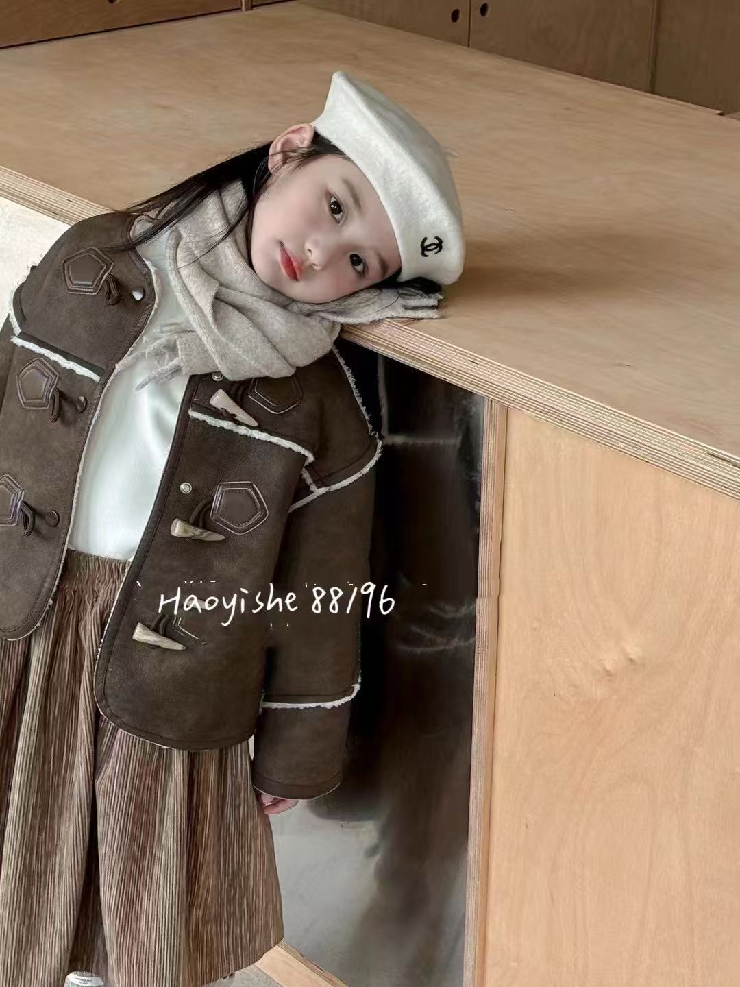 【2012】儿童皮毛一体大衣棉衣加绒男女童皮草外套中长款秋冬季童装