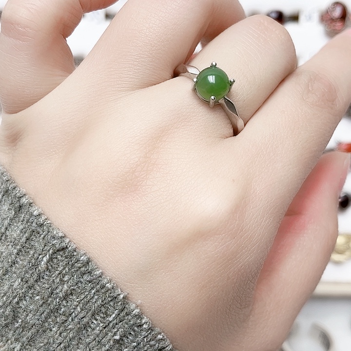 和田玉银S925镶嵌戒指