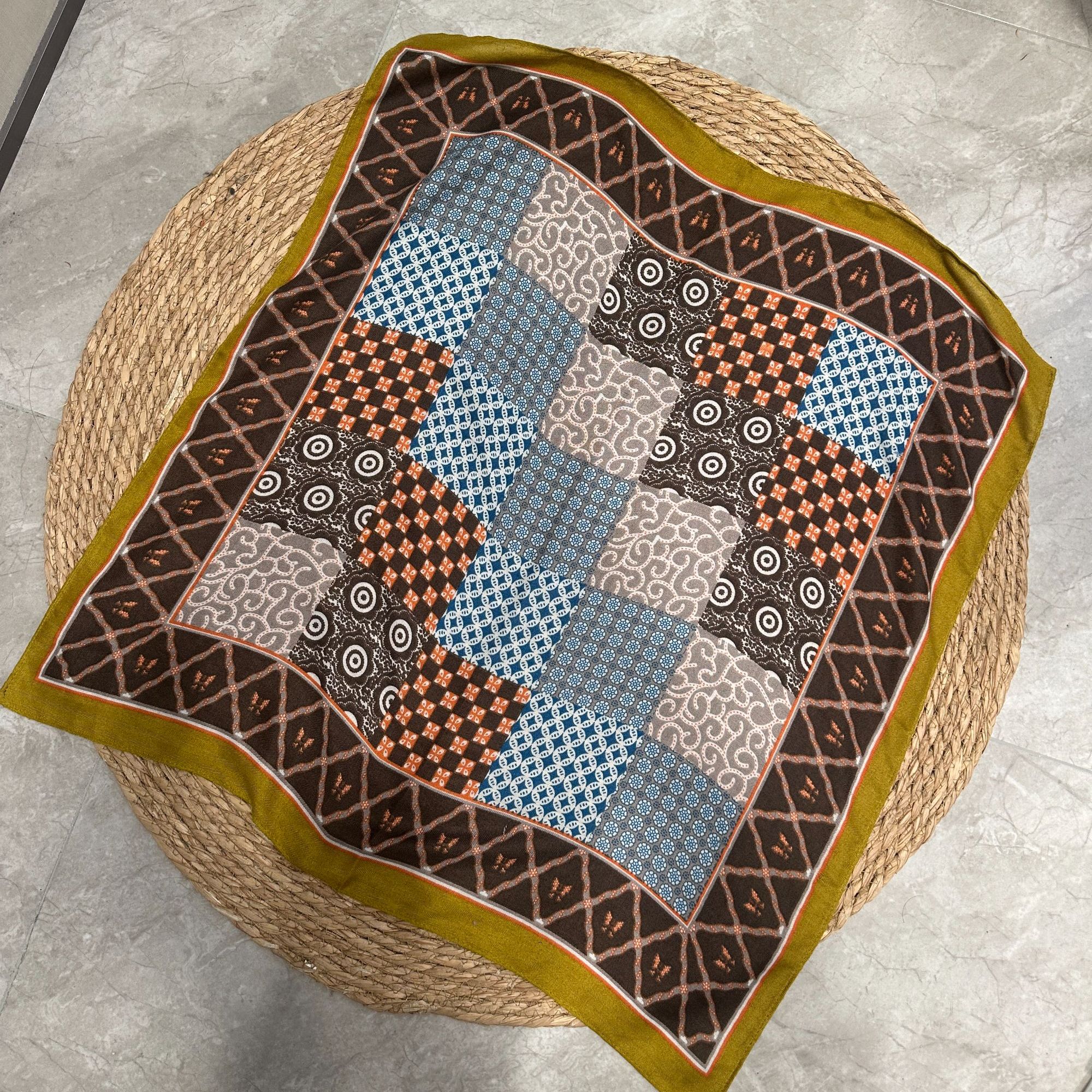 《叶子妃》推荐福利！！！毛印花方巾纯色搭配神器