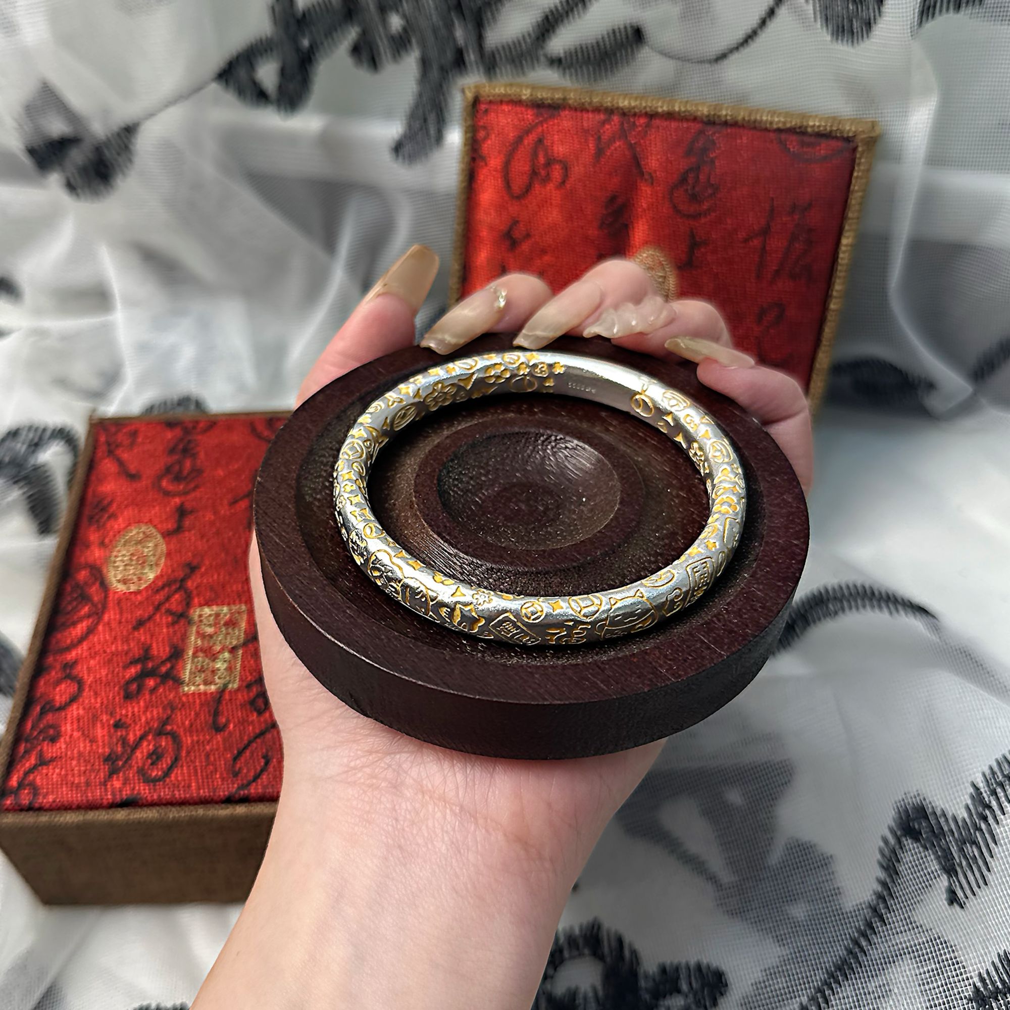 足银手镯 162 百福吉言手镯闭口经典百搭手工时尚