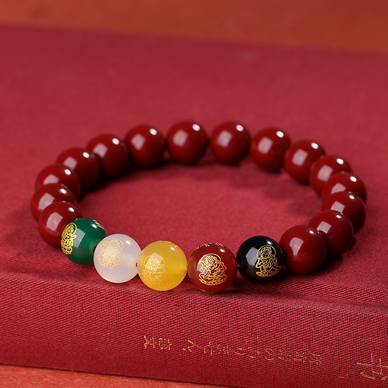 含辰砂工艺品016卡10m五路财神单圈手串