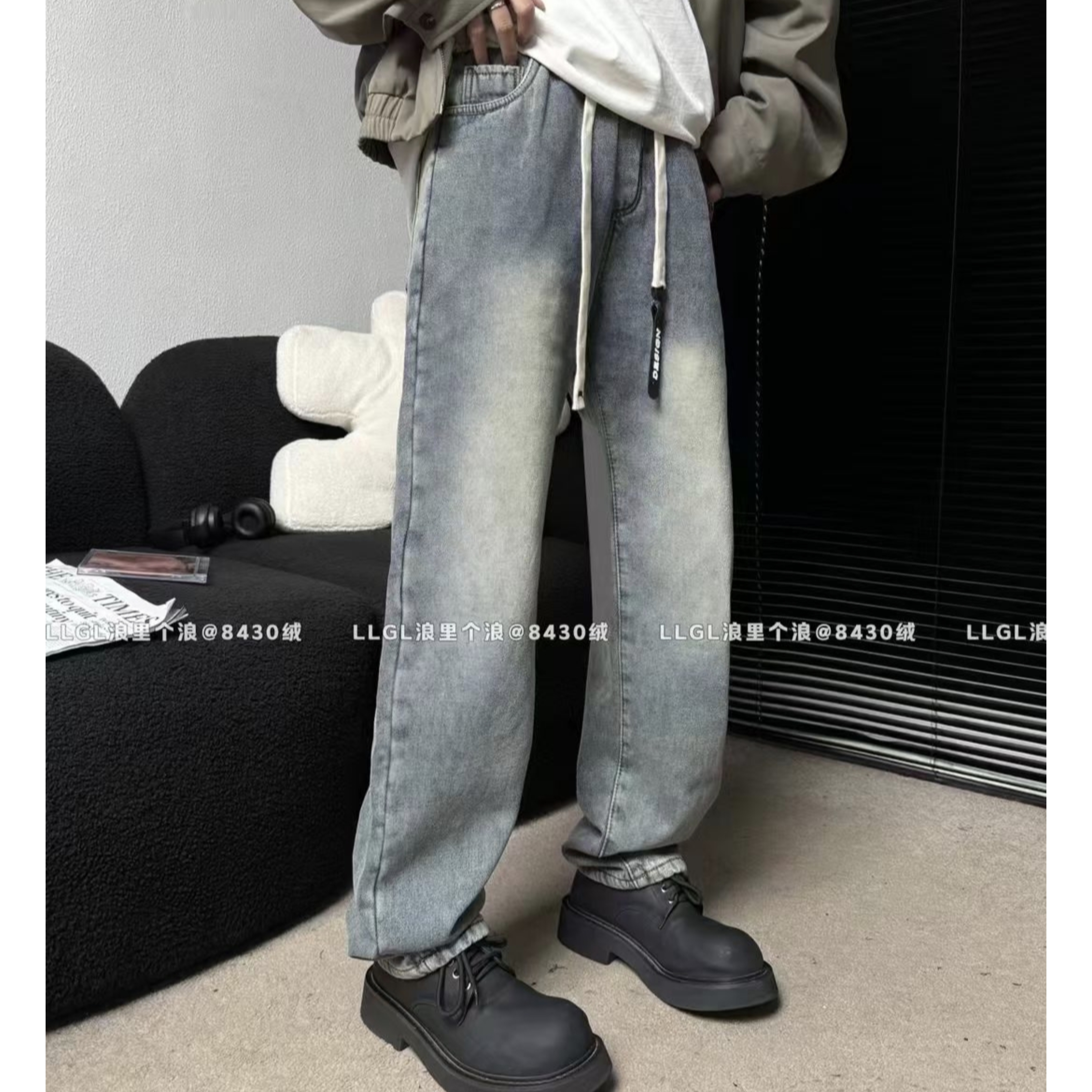 8430瘦腿小直筒洗水牛仔男士潮流时尚百搭长牛仔裤